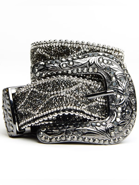 Shyanne Accessories - Shyanne Women's Diamond Glam Rhinestone Belt Black/Silver M/L
